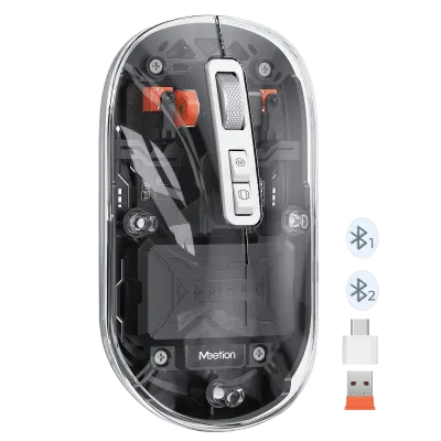 Punjivi bežični bluetooth slim miš MEETION BTM005 providno crni