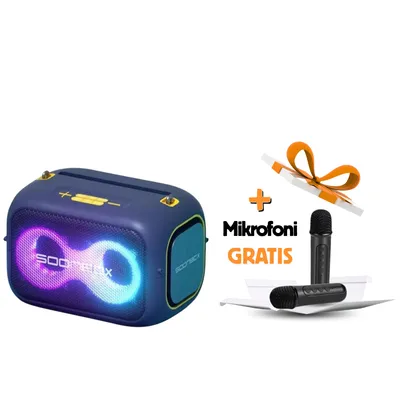 Prijenosni bluetooth karaoke zvučnik sa dva mikrofona SOONBOX S3000 plavi