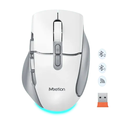 Ergonomski bežični punjivi bluetooth miš MEETION BTM001 bijelo sivi
