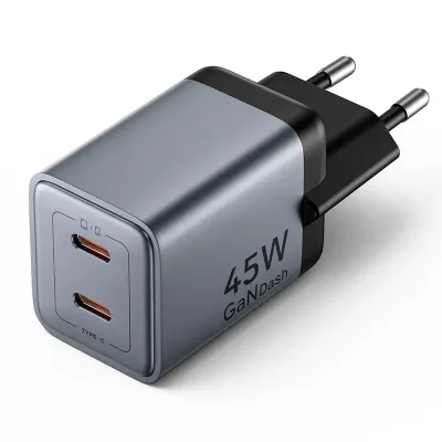 Punjač 2x USB-C 45W  VENTION FCDH0-EU sivi
