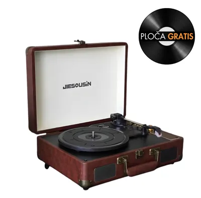 Retro bluetooth gramofon u koferu sa zvučnicima GM-206BT smeđi