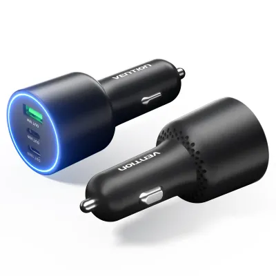 Auto punjač 2xUSB-C 1xUSB-A 100W VENTION crni