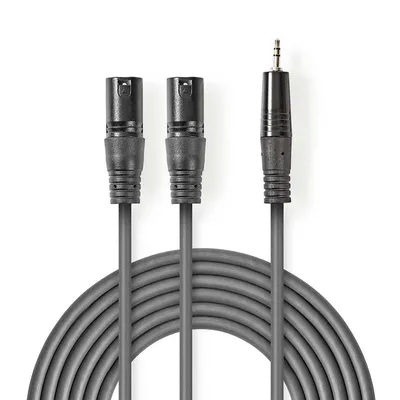 Audio kabal 2xXLR 3PIN na 3.5mm 3m