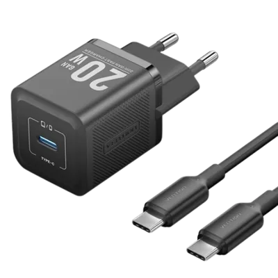 Punjač USB-C 20W sa USB-C kablom 1m VENTION crni