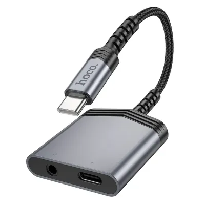 ADAPTER HOCO AUX 2/1 USB-C 3.5MM 27W LS39 METALNO SIVI
