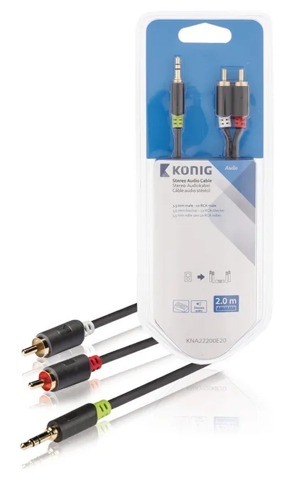 AUX kabal na 2x RCA KONIG 2m