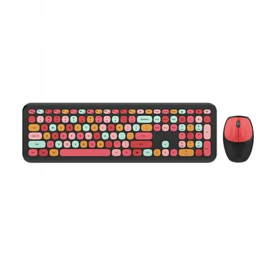 Retro set bežična tastatura i miš MOFII 666 crno crvena