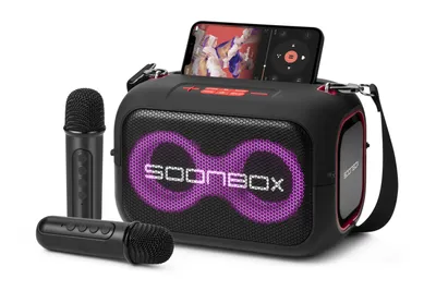 Prijenosni bluetooth karaoke zvučnik sa dva mikrofona SOONBOX S3000 crni