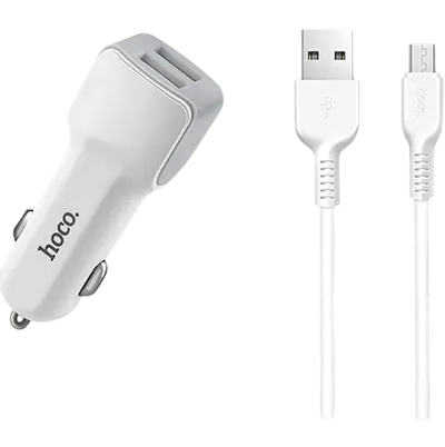Auto punjač sa micro USB kablom i 2 USB izlaza HOCO