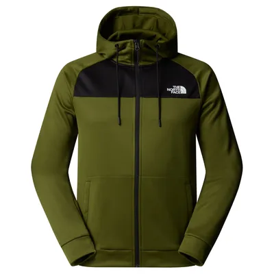 THE NORTH FACE REAXION FLEECE F/Z HOODIE WOODLAND GREEN-BLACK