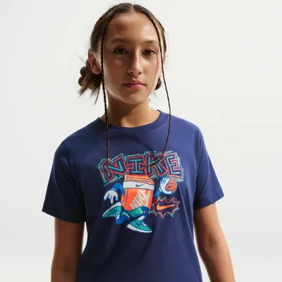 NIKE DJ GS MAJICE KRUK TEG K NSW TEE BOXY HOOPS MIDNIGH