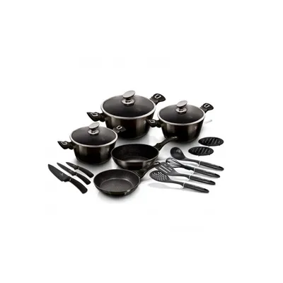 BERLINGERHAUS BH/7045 Set posuđa + kuhinjski alat 17/1 Metallic Line Shiny Black Edition
