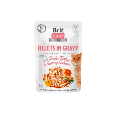 Brit Care Cat Pouch ‘TENDER TURKEY & SAVORY SALMON’, 85 gr