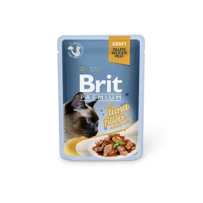Brit Premium Cat Pouch Tuna Fillets in Gravy for Adult Cats, 85 gr