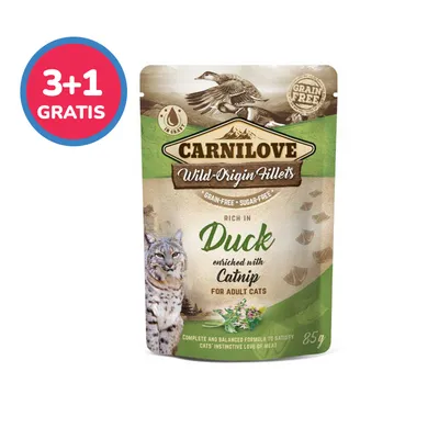 Carnilove Cat Pouch ‘Patka & Mačja metvica’ za odrasle mačke, 85 gr
