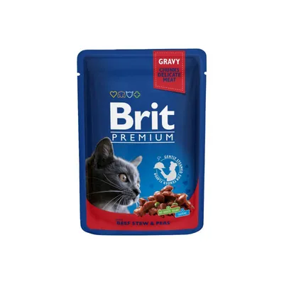 Brit Premium Cat Pouch, Beef Stew & Peas 100 gr