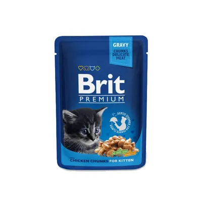 Brit Premium Cat Pouch, Chicken Chunks for Kitten, 100 gr