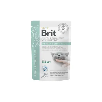 Brit URINARY & STRESS RELIEF CAT Pouch, GLUTEN GRAINFREE Veterinary Diet, 85 GR