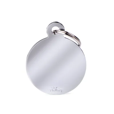 MYFAMILY BIG ROUND CHROME PLATED BRASS, Privjesak za graviranje za ljubimce
