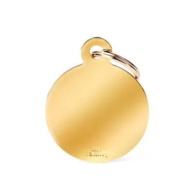 MYFAMILY BIG ROUND GOLDEN BRASS, Privjesak za graviranje za ljubimce