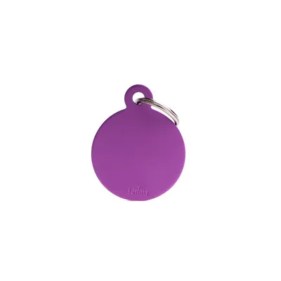 MYFAMILY BIG ROUND ALUMINUM PURPLE, Privjesak za graviranje za ljubimce