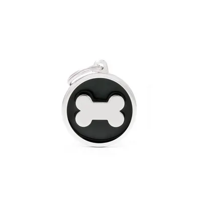 MYFAMILY BIG CIRCLE BONE BLACK, Privjesak za graviranje za ljubimce
