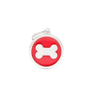 MYFAMILY BIG CIRCLE BONE RED, Privjesak za graviranje za ljubimce