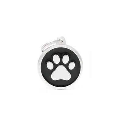 MYFAMILY BIG CIRCLE PAW BLACK, Privjesak za graviranje za ljubimce