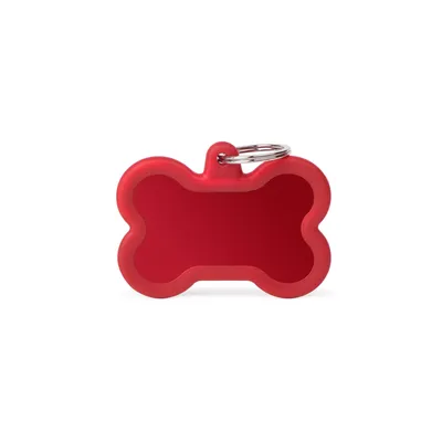 MYFAMILY HUSHTAG ALUMINIUM RED XL BONE + RED RUBBER, Privjesak za graviranje za ljubimce