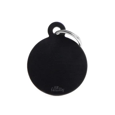 MYFAMILY BIG ROUND ALUMINUM BLACK, Privjesak za graviranje za ljubimce