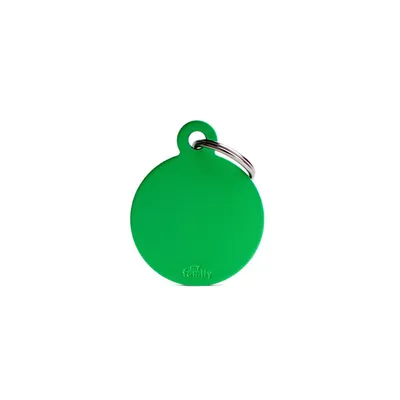 MYFAMILY BIG ROUND ALUMINUM GREEN, Privjesak za graviranje za ljubimce