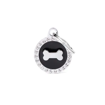 MYFAMILY BLACK CIRCLE BONE GLAM S, Privjesak za graviranje za ljubimce