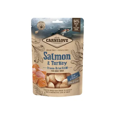 Carnilove Freeze-Dried Raw Snack ‘Losos & Puretina’ za odrasle pse, 60 gr