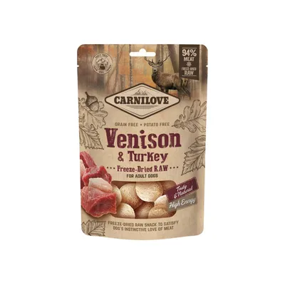 Carnilove Freeze-Dried Raw Snack ‘Divljač & Puretina’ za odrasle pse, 60 gr
