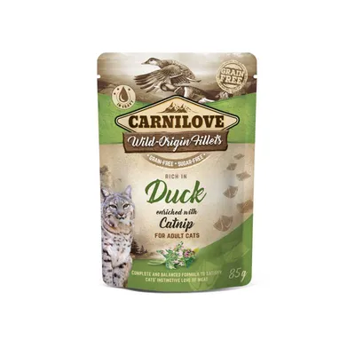 Carnilove Cat Pouch ‘Patka & Mačja metvica’ za odrasle mačke, 85 gr
