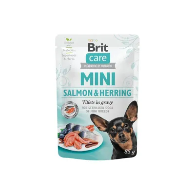 Brit Care Mini ‘Salmon&Herring’ sterilised fillets in gravy, 85gr