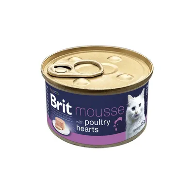 Brit Premium by Nature Cat Mousse with Poultry Hearts, 85 g