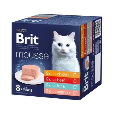 Brit Premium by Nature Cat Mousse Multipack Mix, 8 × 85 g