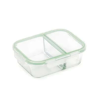 Pravougaoni stakleni pekač sa poklopcem i pregradom Rosmarino Bake&Go 23,5x18x7,5 cm