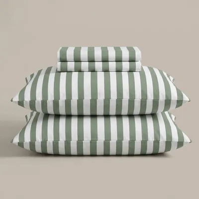 Svilanit pamučna posteljina Olive Stripe