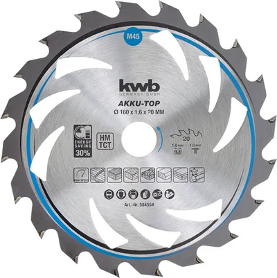 KWB rezni list 160 x 16 mm, 20 Z, Akku top, high speed, hard metal