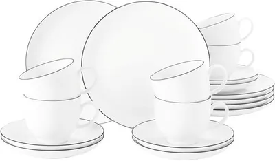 Seltmann Weiden set za kafu i desert Lido Black Line 18/1 porculan