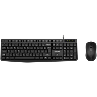 CANYON tastatura + miš, USB standard KB, water resistant AD layout bundle with optical 3D wired mice 1000DPI black