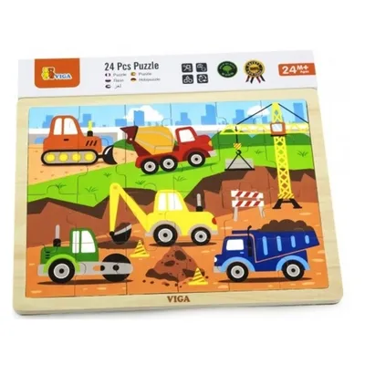 Viga drvene puzzle radna vozila - 24 kom