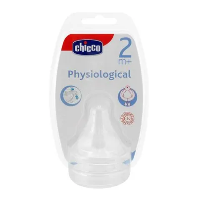 Chicco fiziološka duda za bocu. silikonska 2 rupe, 2m+, 2kom