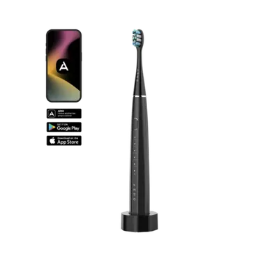 AENO SMART Sonic električna četkica DB2S: crna, 4 moda+8smart, bežično punjenje; 3 glave; putna torbica; 46000 rpm, 90 dana bez punjenja; IPX7