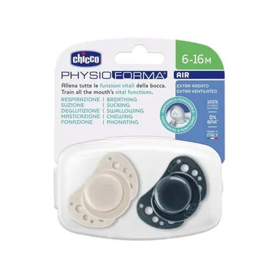 Chicco duda varalica PHYSIO AIR,silikon, 6m-16m,plava,2pcs