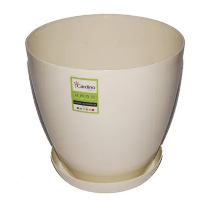 GARDINO Saksija LUX 28cm sa podmetacem bež