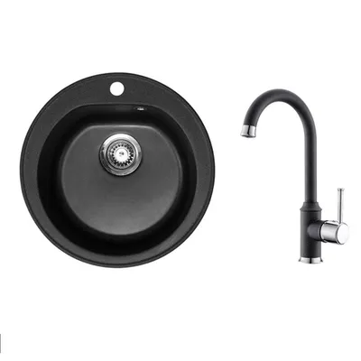 Metalac set sudoper xVenera + česma Arc N + sifon gratis / crna boja