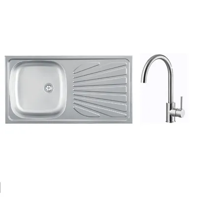 Metalac sudoper Luna Flex 1D Ø60  usadni  + česma Camira / inox boja